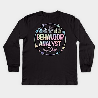 Behavior Analyst cute floral watercolor Kids Long Sleeve T-Shirt